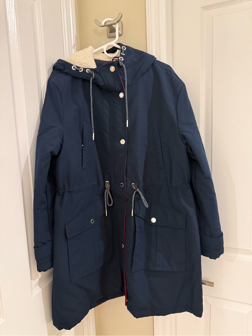 Tommy Hilfiger Navy Hooded Trench Coat